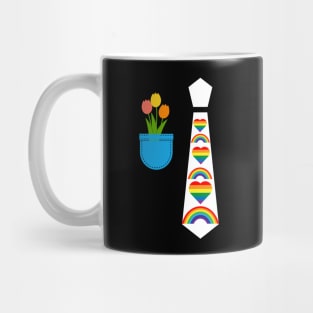 Gay Pride Parade little rainbows tie tux costume with tulips Mug